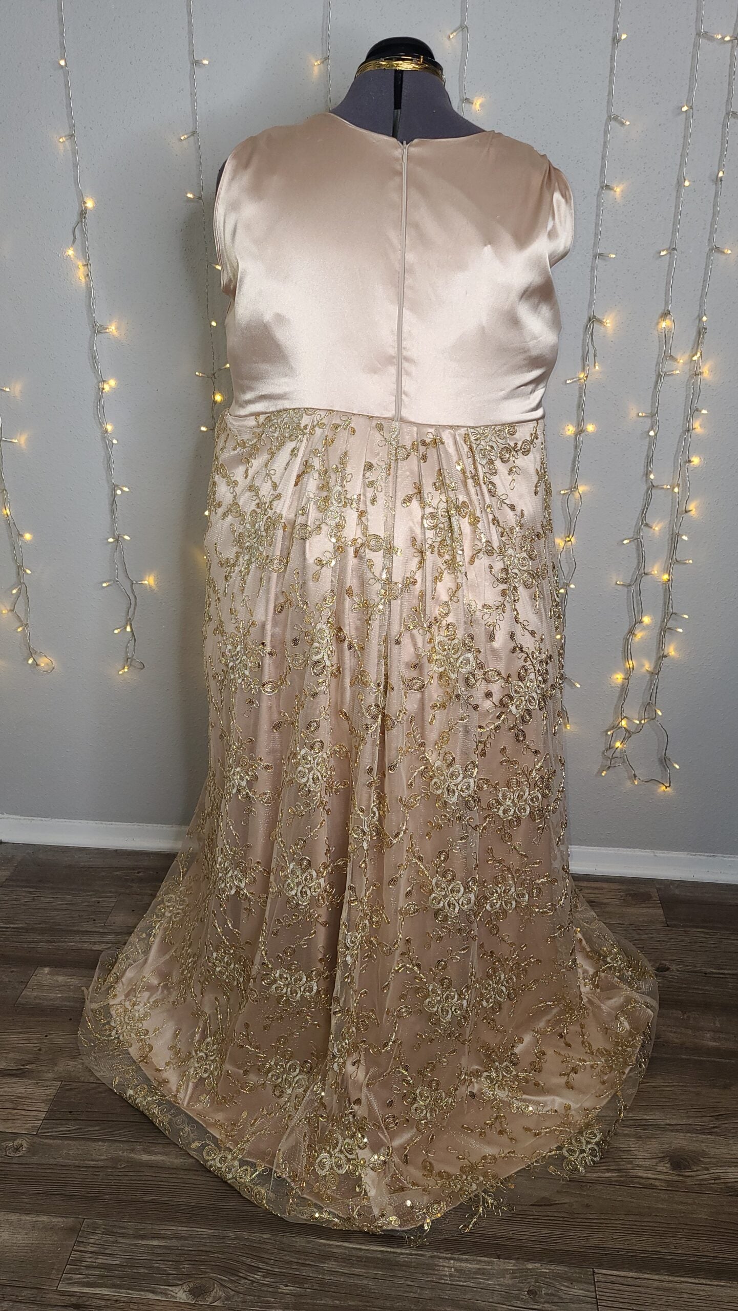 Plus Size Formal Gown Gold Satin Gown Christina Wells Designs